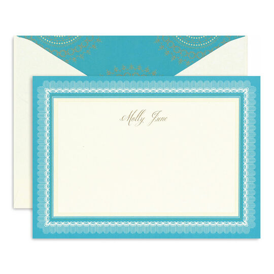 Turquoise and Gold Flat Correspondence Cards